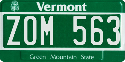 VT license plate ZOM563