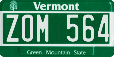 VT license plate ZOM564