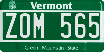 VT license plate ZOM565