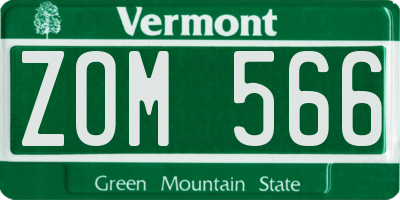 VT license plate ZOM566