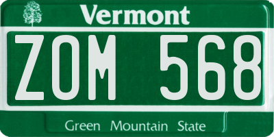 VT license plate ZOM568