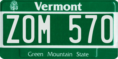 VT license plate ZOM570