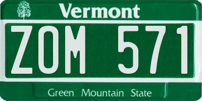 VT license plate ZOM571
