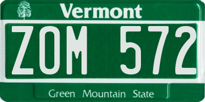 VT license plate ZOM572
