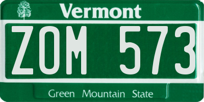 VT license plate ZOM573