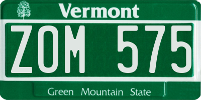 VT license plate ZOM575