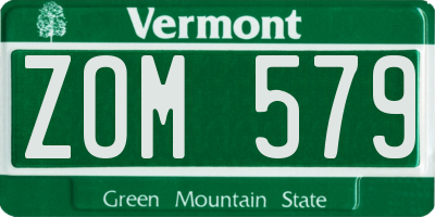 VT license plate ZOM579