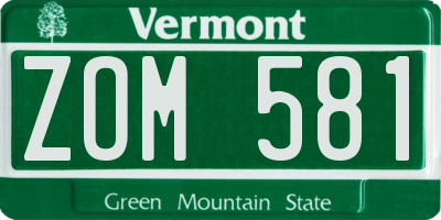 VT license plate ZOM581
