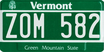 VT license plate ZOM582