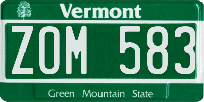 VT license plate ZOM583