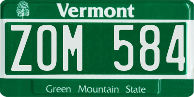 VT license plate ZOM584