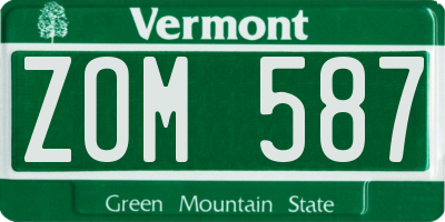 VT license plate ZOM587