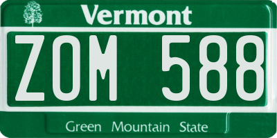VT license plate ZOM588