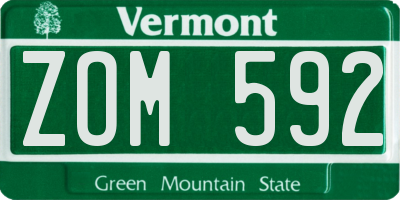 VT license plate ZOM592