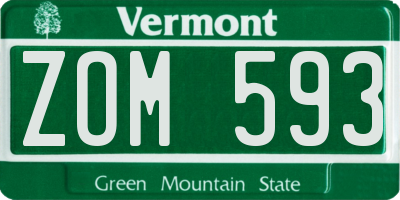 VT license plate ZOM593