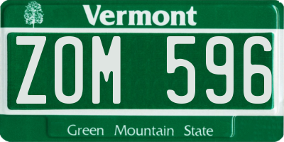 VT license plate ZOM596