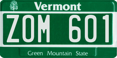 VT license plate ZOM601