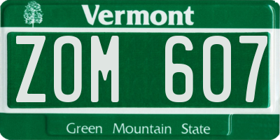 VT license plate ZOM607