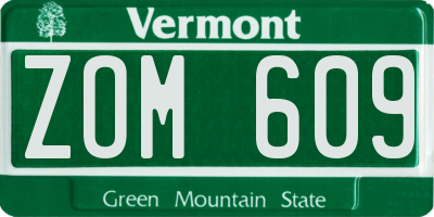 VT license plate ZOM609