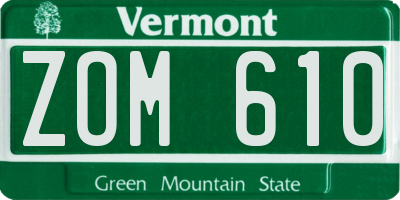 VT license plate ZOM610