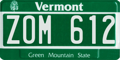 VT license plate ZOM612