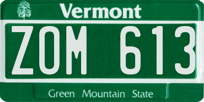 VT license plate ZOM613