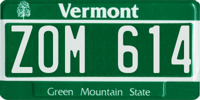VT license plate ZOM614