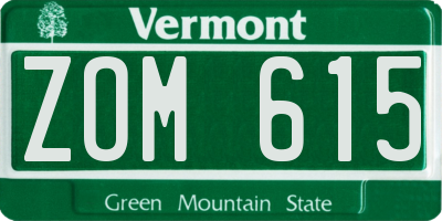 VT license plate ZOM615