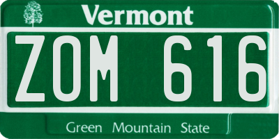 VT license plate ZOM616