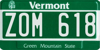 VT license plate ZOM618