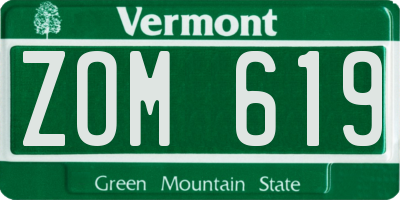 VT license plate ZOM619