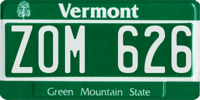 VT license plate ZOM626