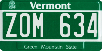 VT license plate ZOM634