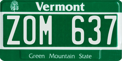 VT license plate ZOM637