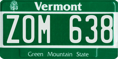 VT license plate ZOM638