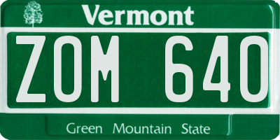 VT license plate ZOM640