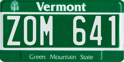 VT license plate ZOM641