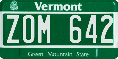 VT license plate ZOM642