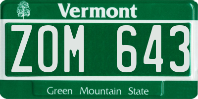 VT license plate ZOM643