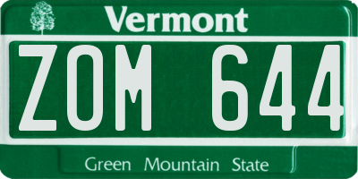 VT license plate ZOM644