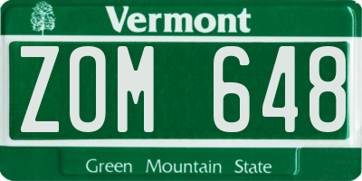 VT license plate ZOM648