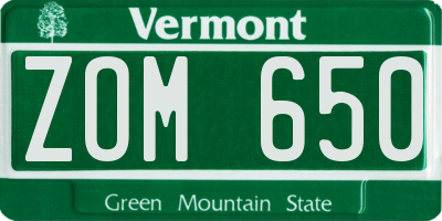 VT license plate ZOM650
