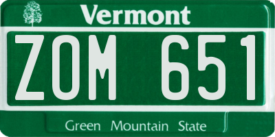 VT license plate ZOM651
