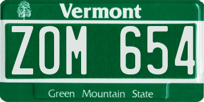 VT license plate ZOM654