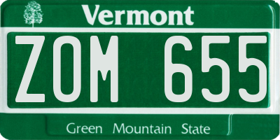 VT license plate ZOM655