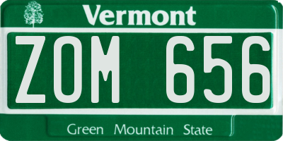 VT license plate ZOM656