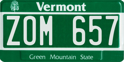 VT license plate ZOM657