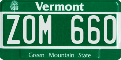 VT license plate ZOM660