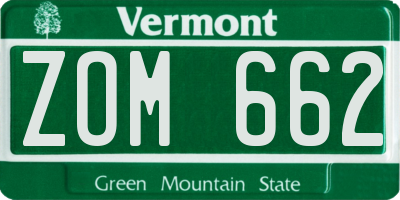 VT license plate ZOM662