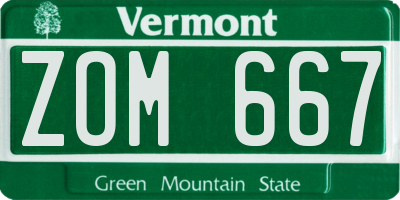 VT license plate ZOM667